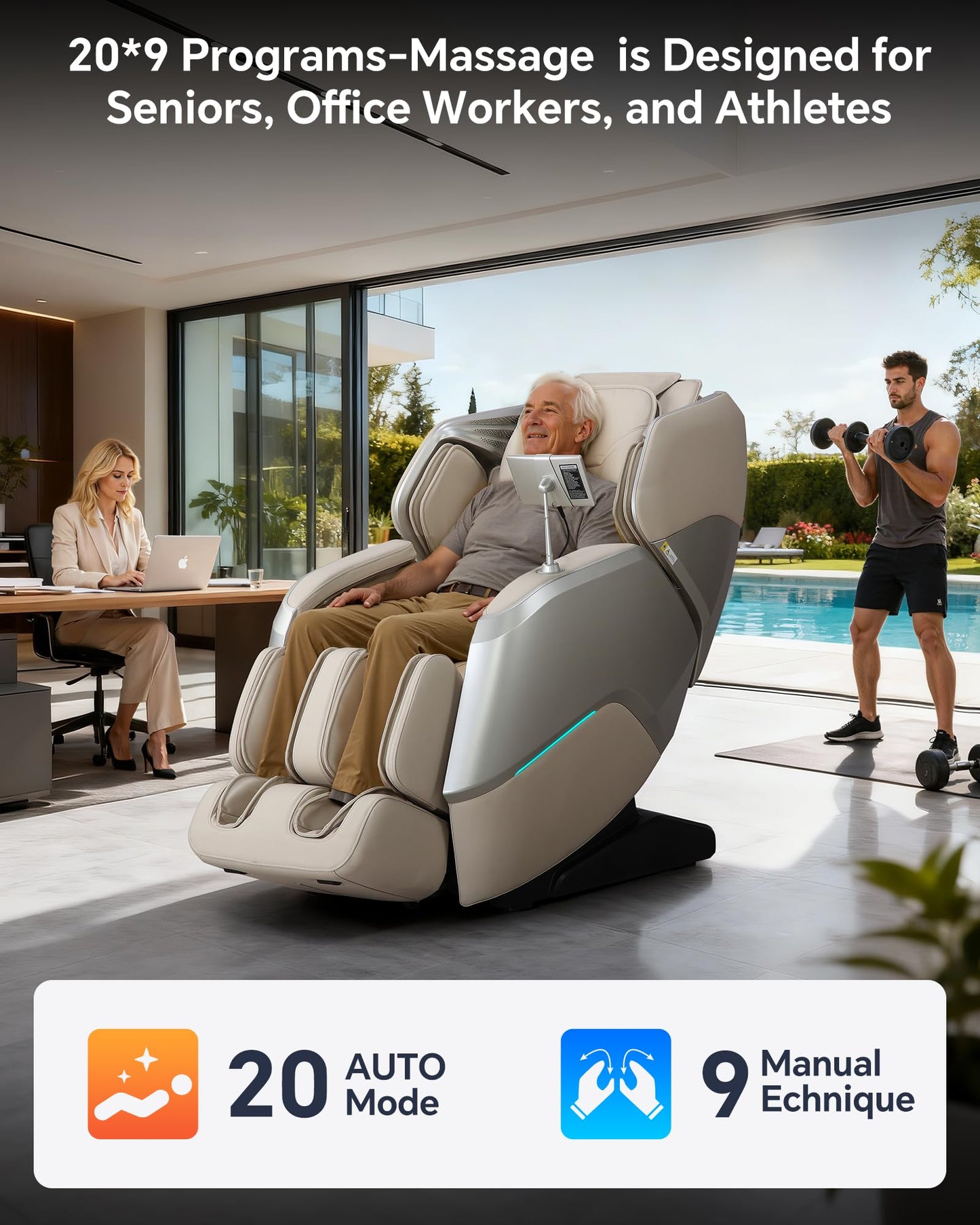 4D+3D Dual Mechanism Massage Chair Full Body, Zero Gravity Massage Chair Recliner with Segmented Dual SL Track, AI Fatigue Health Detection, 160° Flat Stretch, 8" HD Touchscreen & Voice Control,Brown