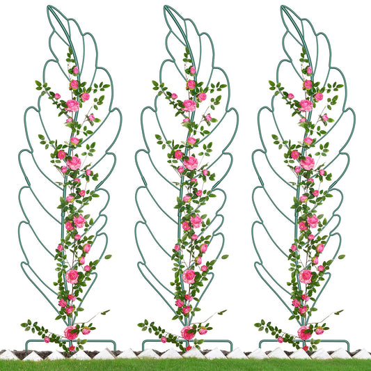 3 Pack Metal Garden Trellis for Climbing Plants,Green Metal Garden Trellis for Vines Plant Rose Vegetable Support,Large Decorative Outdoor Trellis
