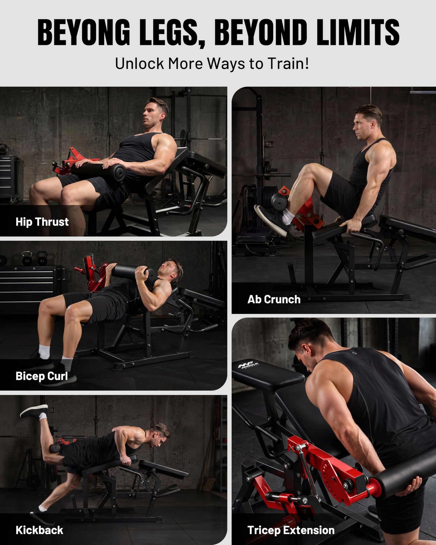 Mikolo Leg Extension and Curl Machine, Adjustable Leg Curl Machine for Home Gym, Seated Leg Extension and Lying Leg URL Machine, Leg Workout Equipment with 1:1 Resistance System,Red