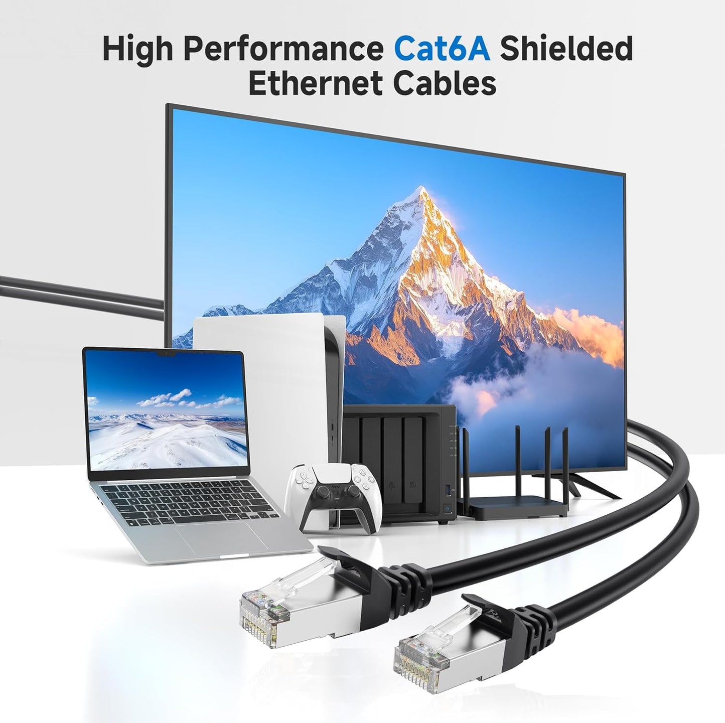 10Gbps 6A 5ft, 6A Cat6A Cable Matters Snagless Shielded Cat Ethernet Cable - Cat Cable, Cord, Ethernet Cord, Black