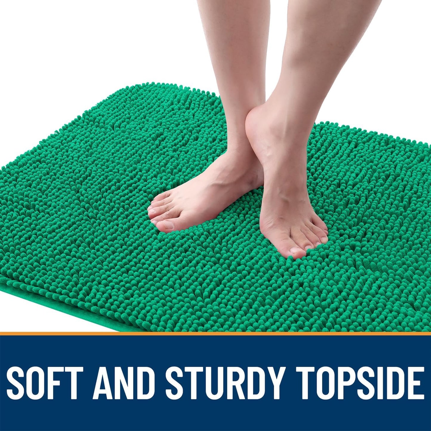 OLANLY Dog Door Mat - Absorbent Non-Slip Mud Mat for Indoor Use | Quick Dry Chenille, 24x16 Emerald Green