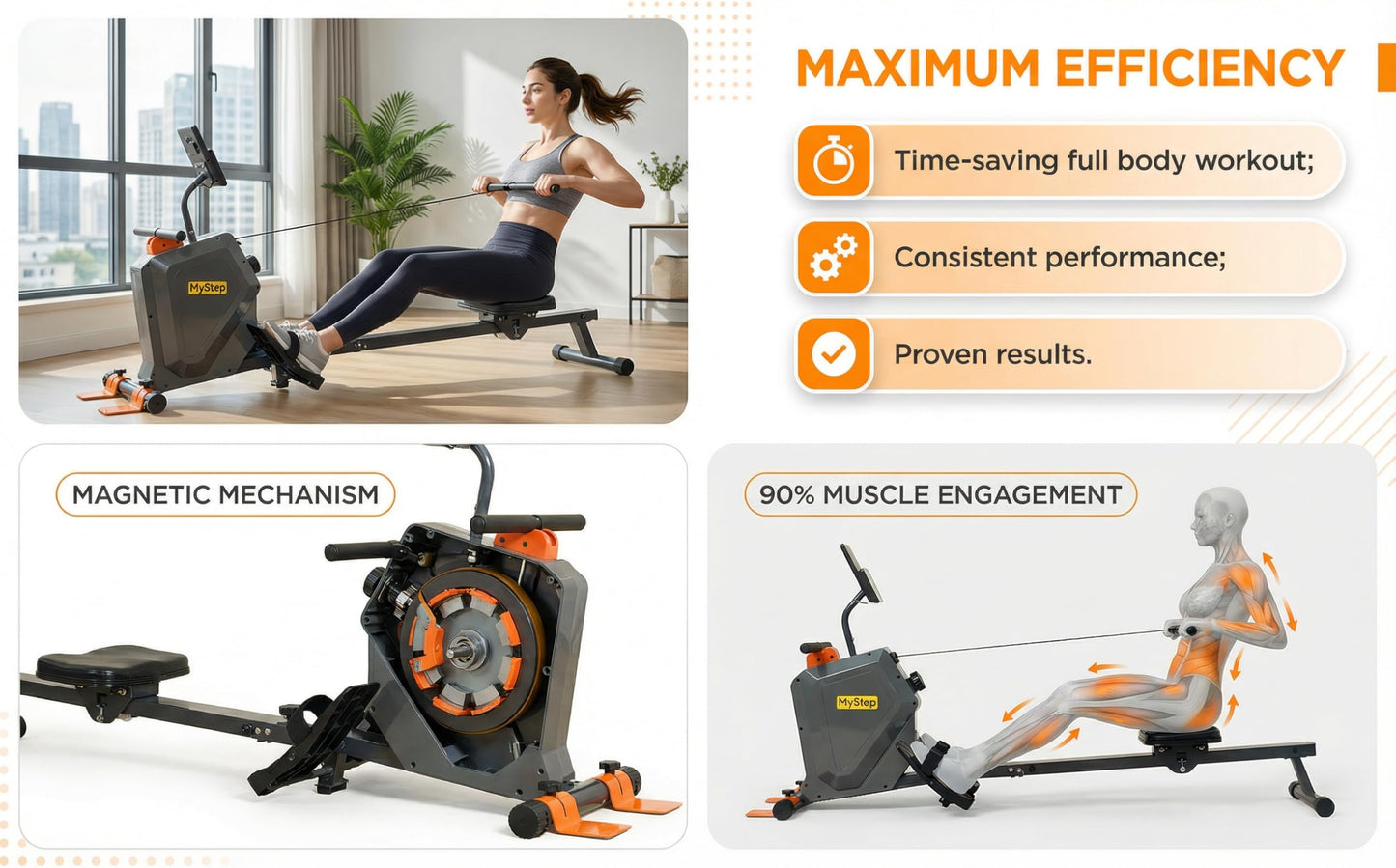 CUDOEEAI Magnetic Rowing Machine for Home, Quiet Foldable Rower with 8-Level Resistance, 2-in-1 Strength Training, LCD Monitor & Tablet Holder, Full-Body Low-Impact Cardio Workout Equipment (DR1000)