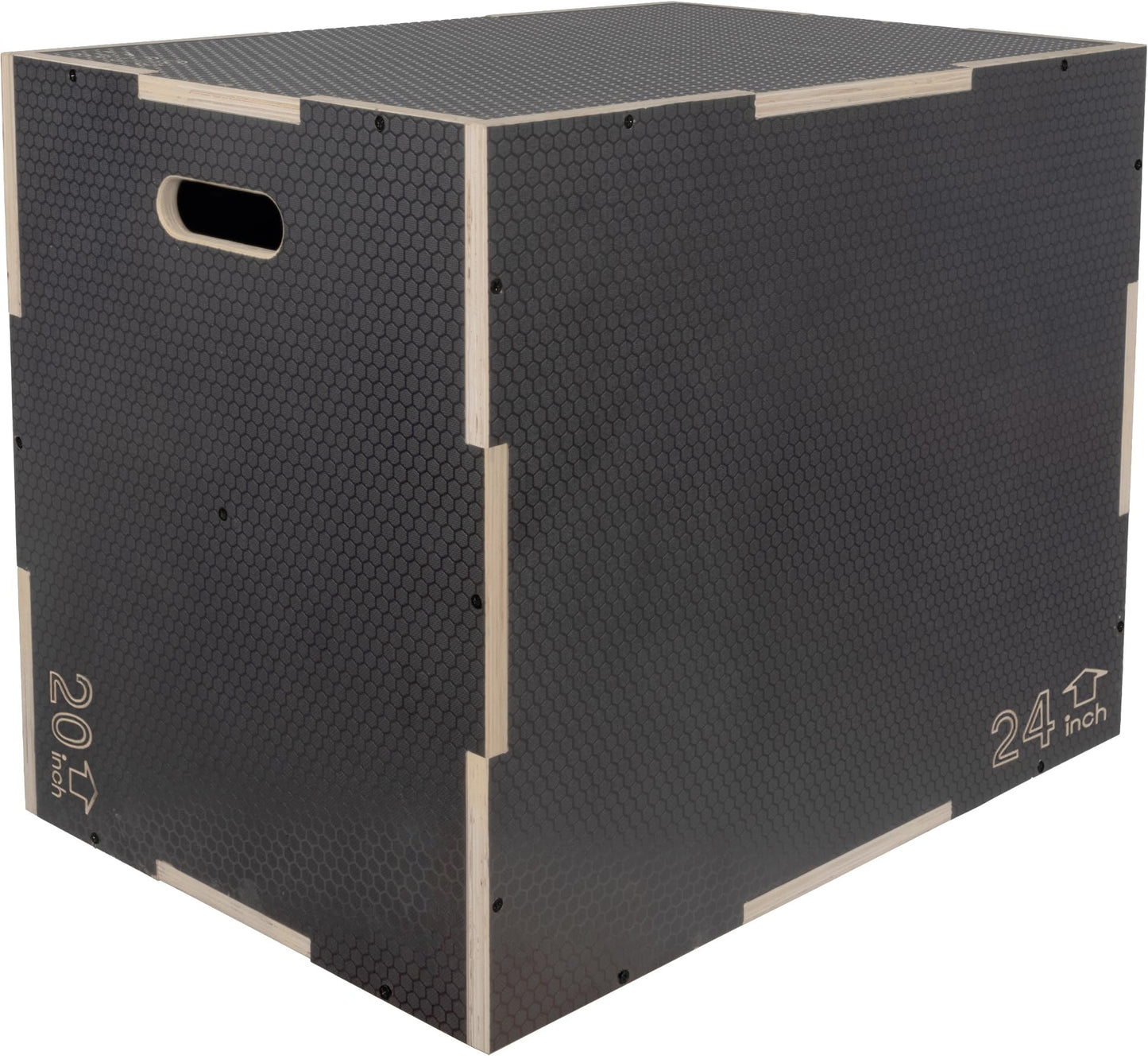 Signature Fitness 3 in 1 Non-Slip Wooden Plyo Box Plyometric Box Jumping Exercise, 20x24x30 Inches, Gray