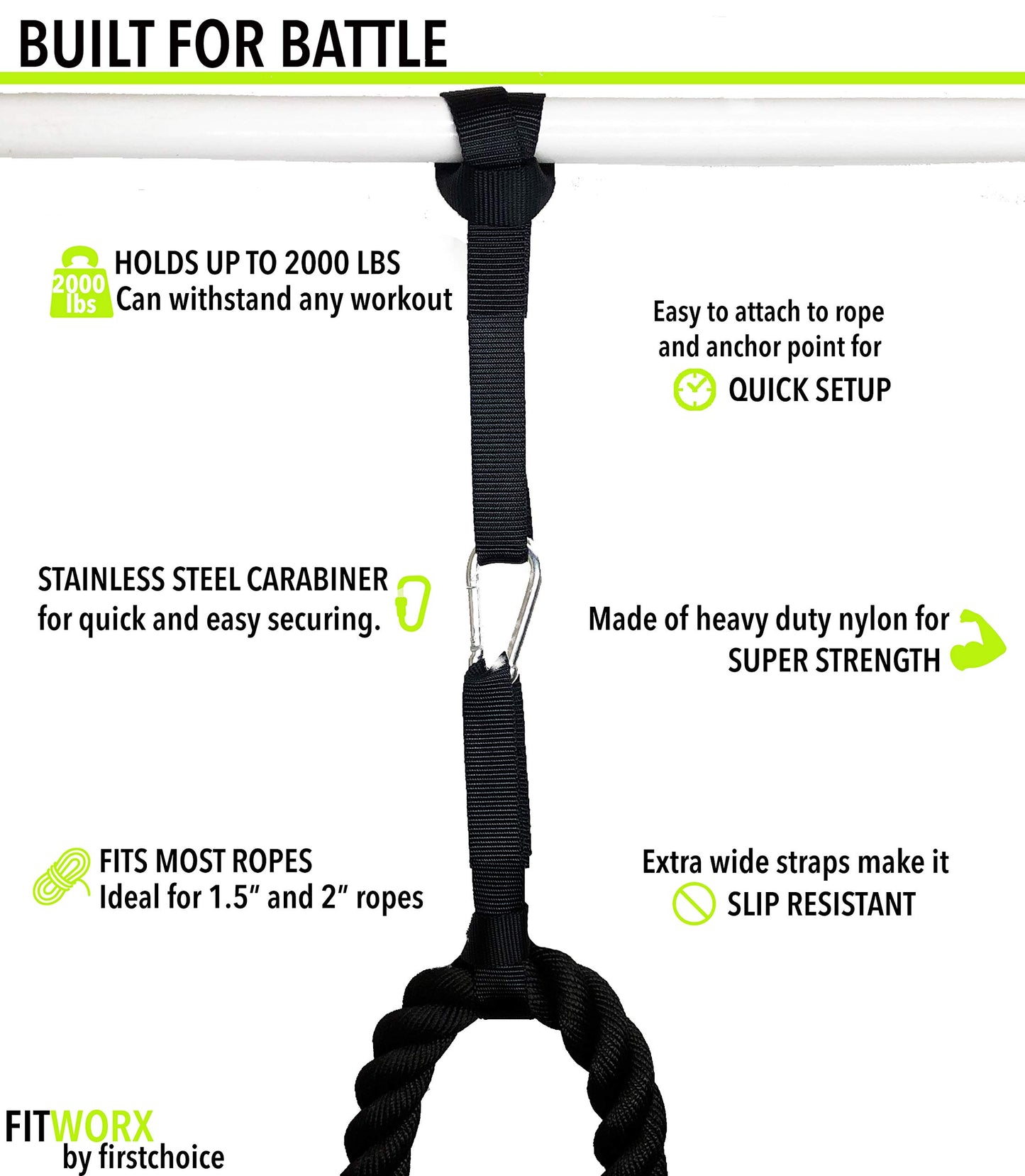 Battle Rope Anchor Strap Kit With Bonus Battle Rope Workout Guide- FitWorx By RadBizz