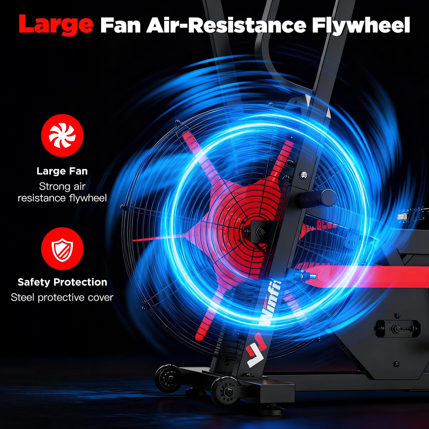Winfita Exercise Bike,Premium Smart Air Resistance Fan Bike,Featuring Air Bike with Dual-Layer Drive System,Equipped with App Connectivity and Customizable Display,Ideal for Home Cardio Workouts