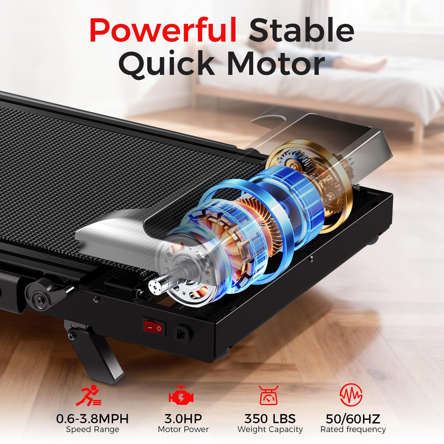 Walking Pad Treadmill with 8% Incline, 0.6-3.8MPH Foldable Treadmills with Remote for Small Home, 3.0HP Compact Walking Pad with Handle Bar, Easy Assembly, 350 LBS