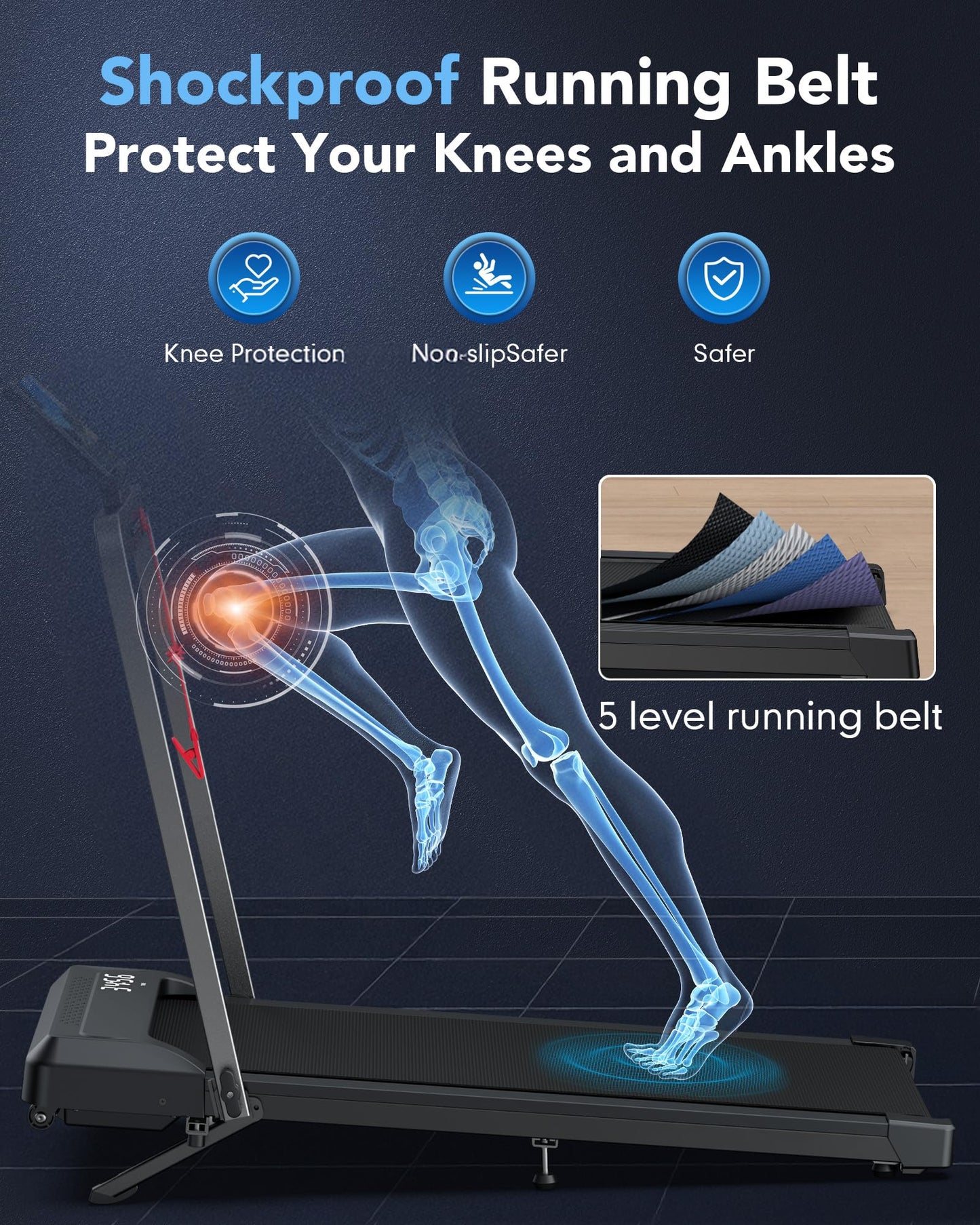 WELLFIT Foldable Treadmills 10% Incline, Under Desk Walking Pad Treadmill with 350LBS Weight Capacity, Portable Treadmill for Home Office with Handle, 3 in 1 Small Treadmill, No Assembly, Easy Storage