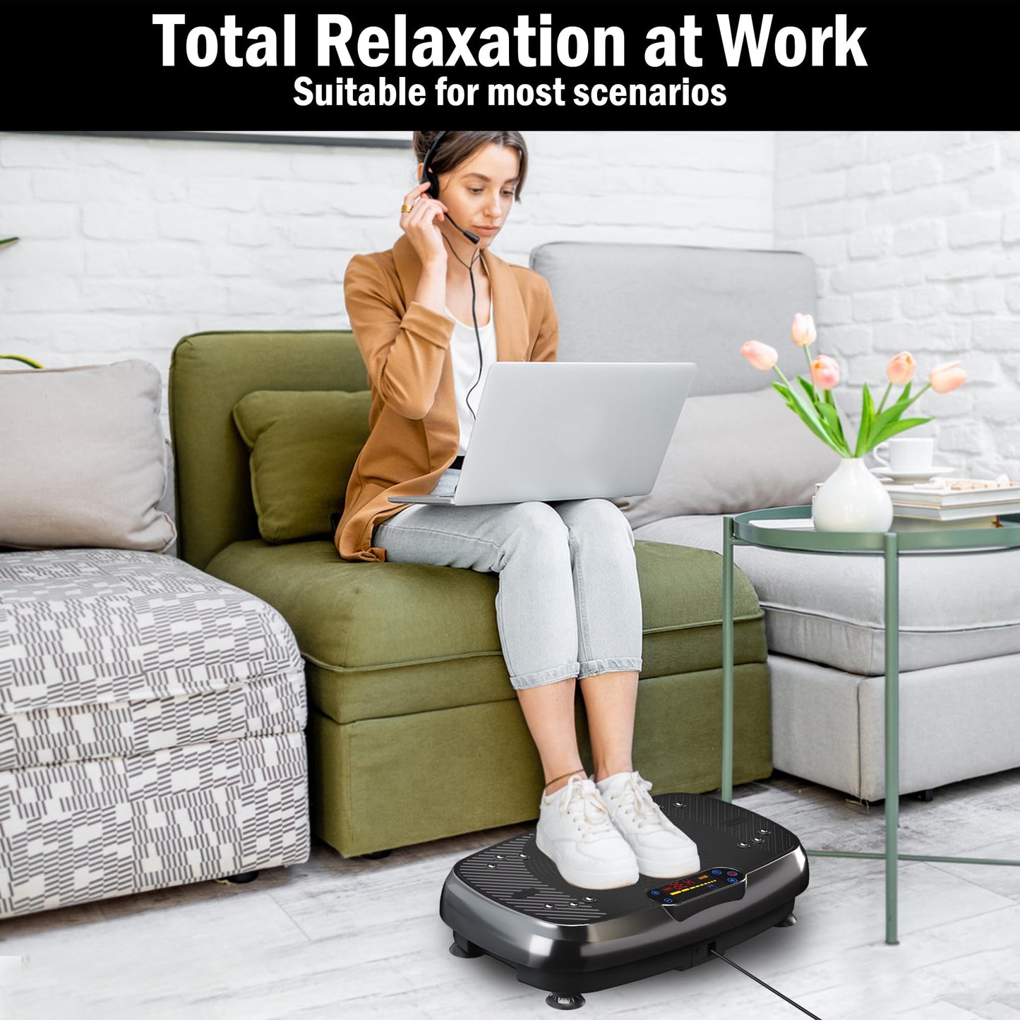 Vibration Plate Exercise Machine Home Fitness Vibrate Stand Shake Board 330 Lbs Capacity Whole Body Workout Shake Board Sport Gym with Fitness Loops & Resistance Bands Weight Loss Gifts for Women Men