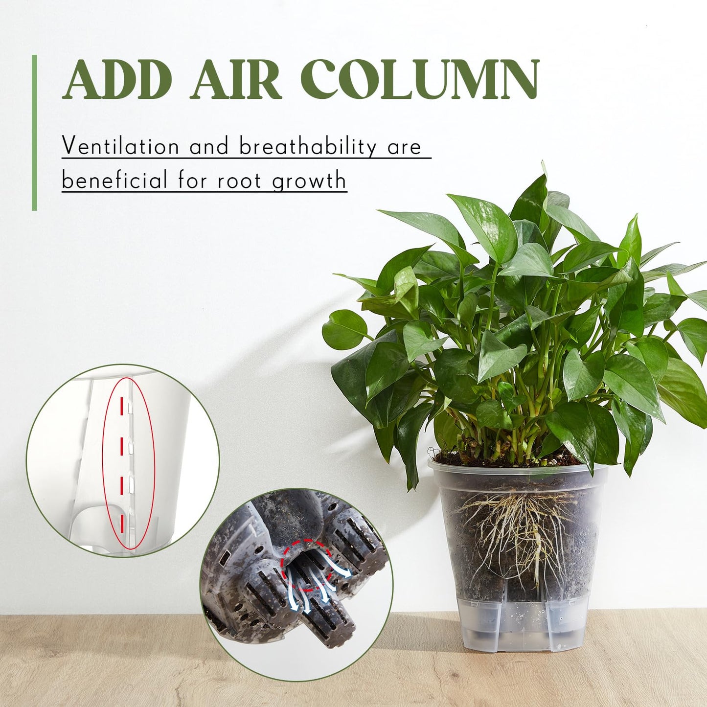 Wonderjune Self Watering Pots for Indoor Plants with Deep Reservoir and High Drainage Holes for Outdoor Plants and Flowers, Bare Root Planter(4.72'',Clear,6 Pcs)