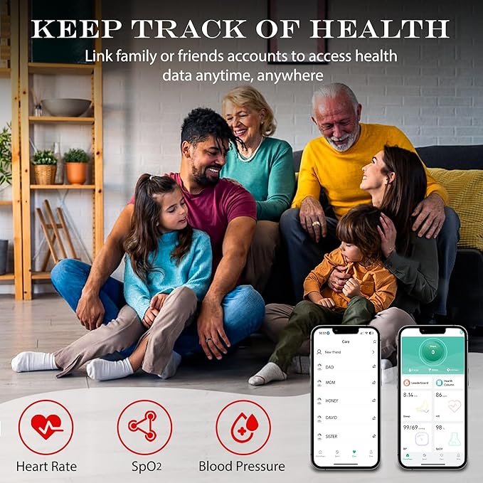 Smart Health Ring for Women Men Fitness Tracker with Heart Rate, Blood Oxygen, Blood Pressure, Sleep Monitoring, Step Counting, IP68 Waterproof for iPhone and Android, No Subscription Fee, Gold 10#