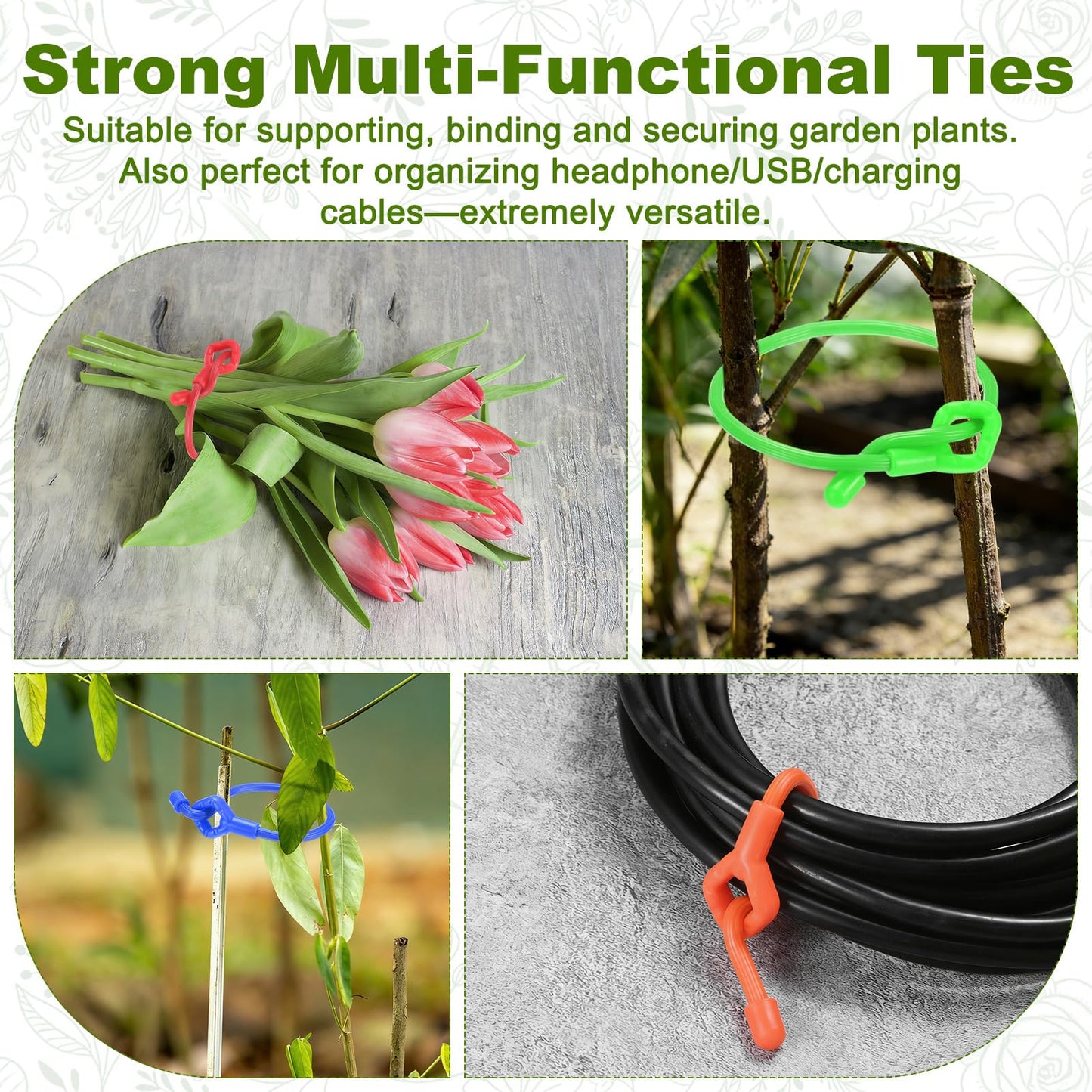 M METERXITY 12-Pack Adjustable Plant Ties, 8inch/20.32cm Silicone Flexible Multi-Function Sturdy Garden Twist Tie for Plant Support/Tree/Shrub/Vine, Reusable Support Twine [Blue]