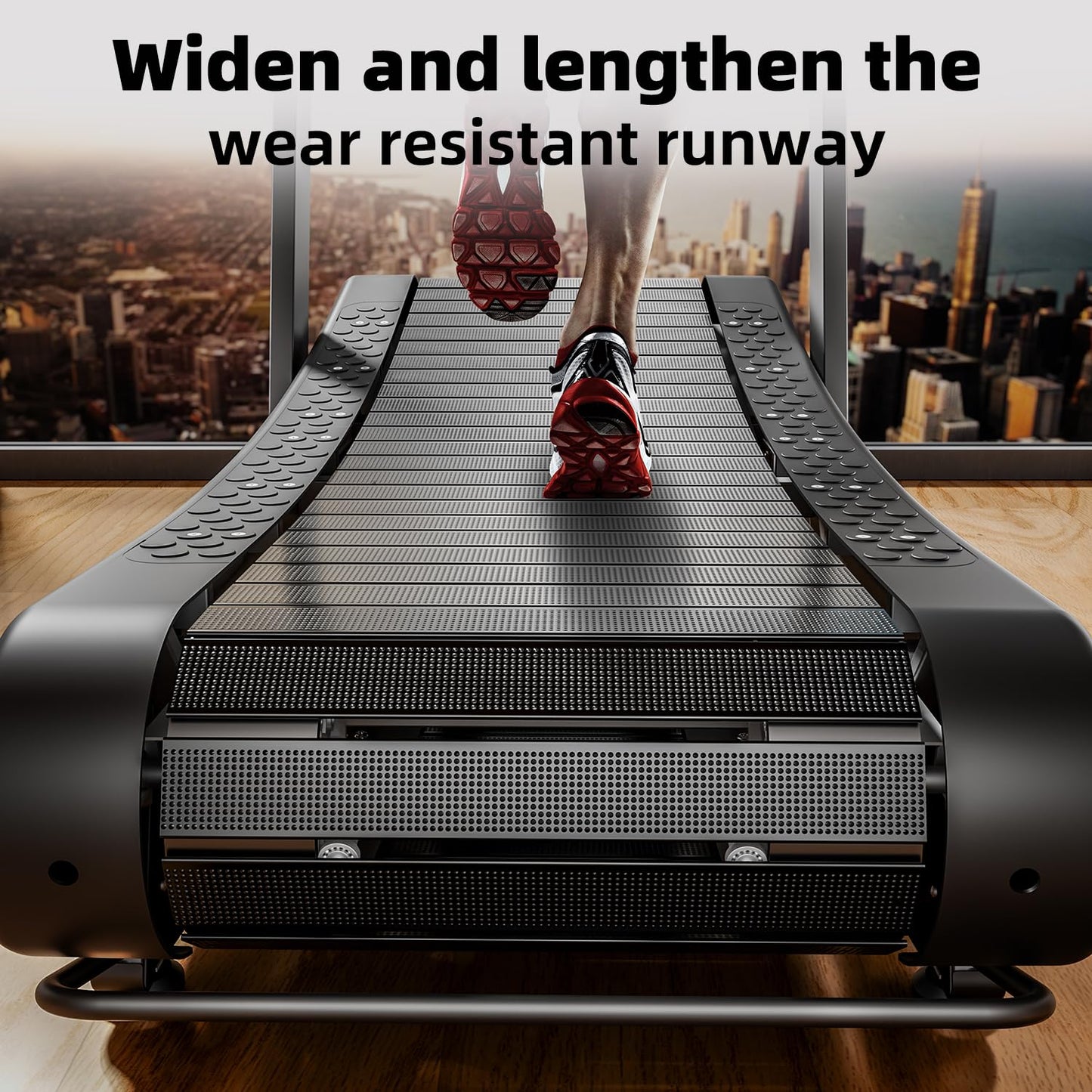 Rongle Curved Treadmill, Non-Powered Folding Treadmill, Adjustable Custom Resistance, Equipped with LCD Display, Suitable for Commercial and Home Use, 350 lbs Weight Capacity