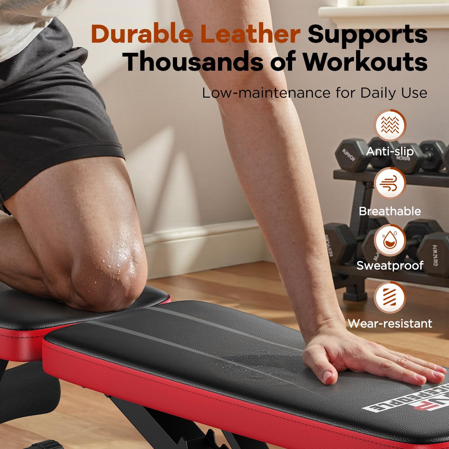 NICEPEOPLE Adjustable Weight Bench for Home Gym, 660LBS Capacity Workout Bench with 8 Backrests for Chest Shoulders Arms, Compact and Foldable Strength Bench for Small Space Apartment Room