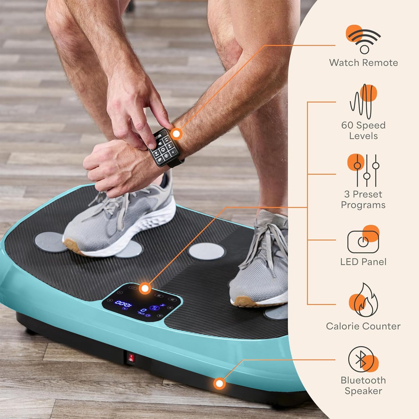 Lifepro Rumblex 4D Curved Vibration Plate Exercise Machine – Triple Motor Vibrating Platform Machine with 7 Modes & 60 Speeds – Full Body Vibration Plate for Lymphatic Drainage & at Home Workout