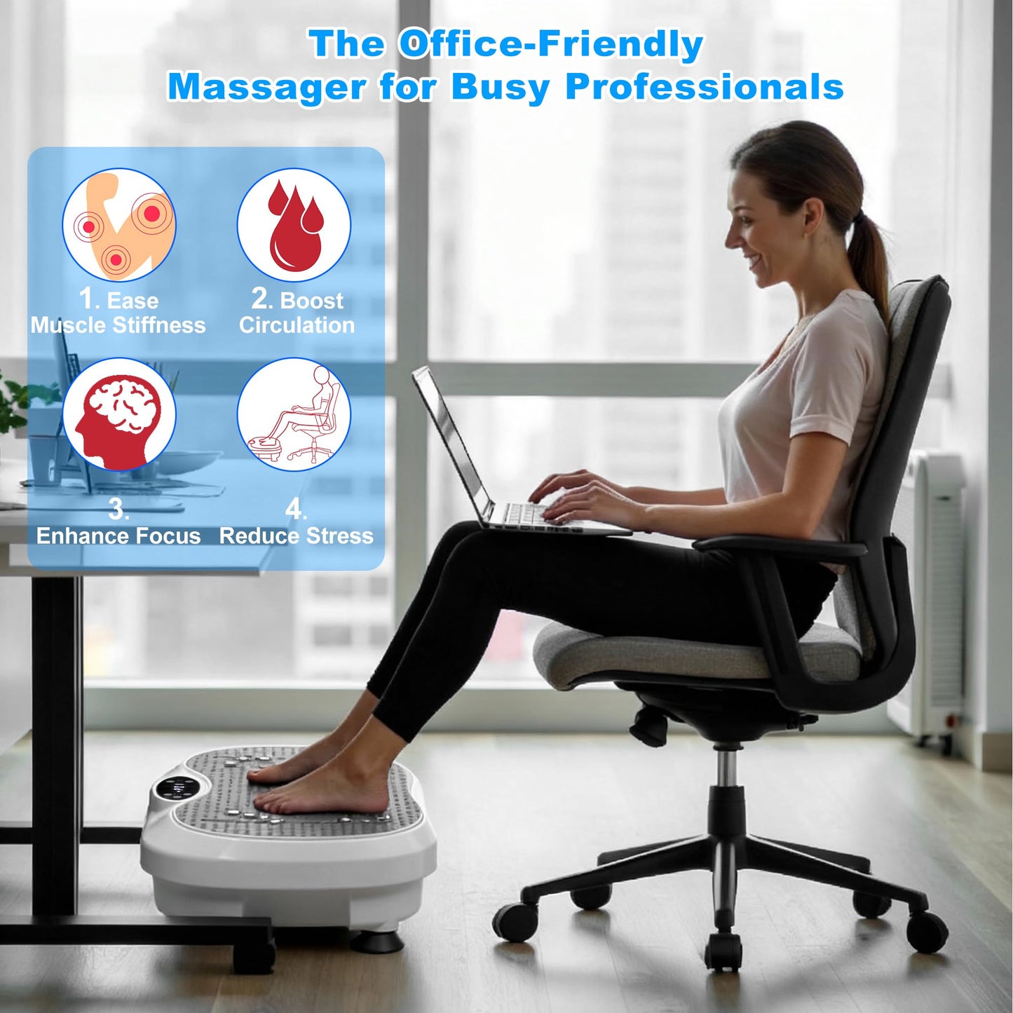 XIHEIMA Vibration Plate Exercise Machine for Lymphatic Drainage, Whole Body Fitness Workout Equipment Stand Shake Board Sport Gym for Weight Loss Fat Burner for Women Men (White)