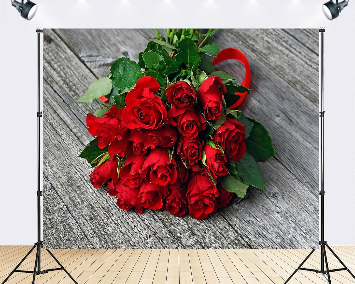 TryKid 8x6ft Romantic Red Rose Bouquet Backdrop Fresh Flower Gift Photography Background Valentine Day Wedding Party