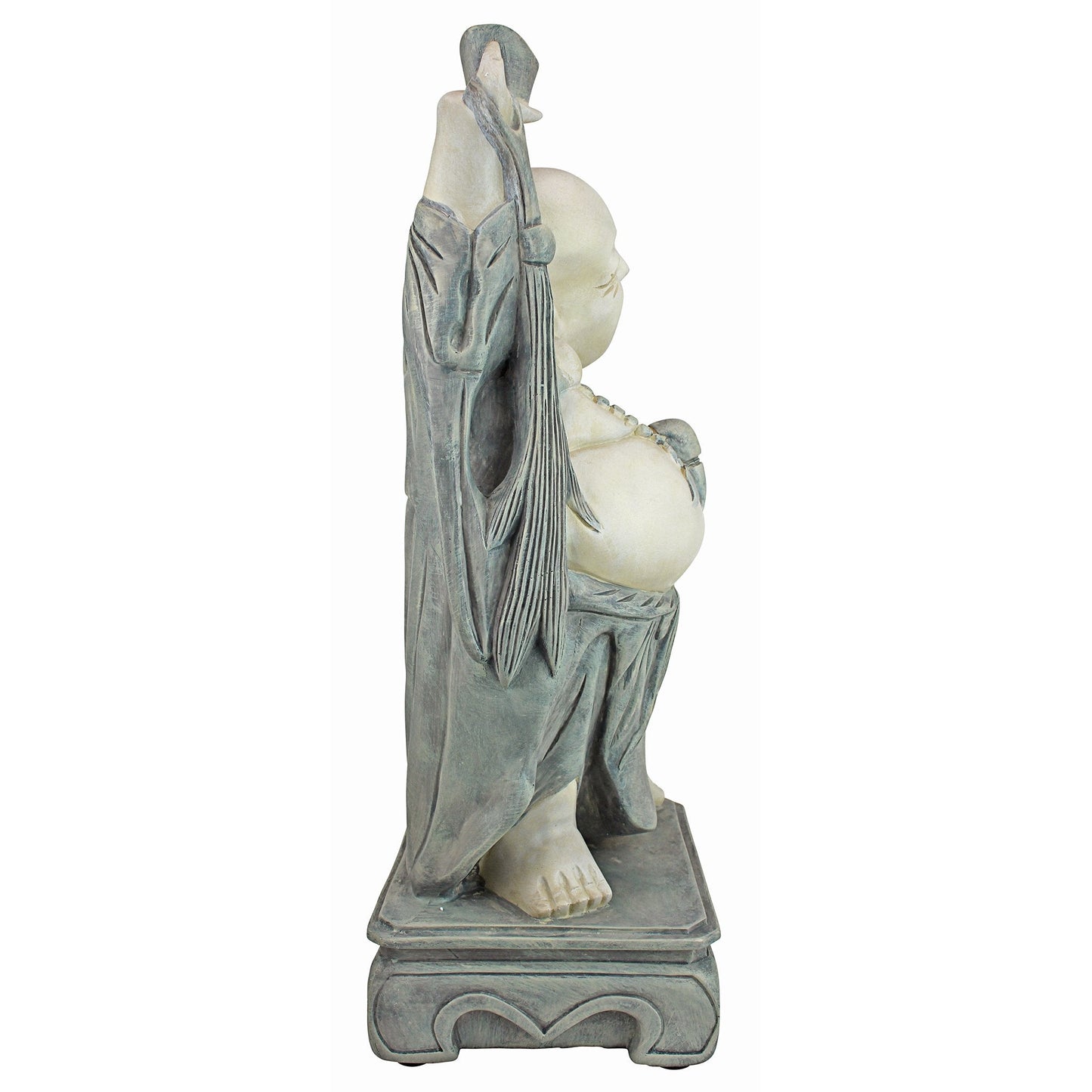 Design Toscano Jolly Hotei Laughing Man Asian Decor Indoor/Outdoor Garden Statue, 26 inches tall, Cast Stone Resin, Two Tone Stone Finish