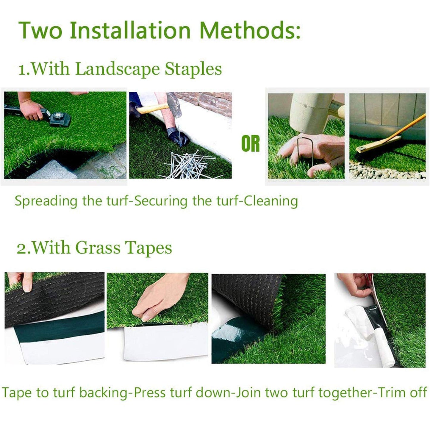 LITA 4ftx13ft Artificial Grass Fake Deluxe Synthetic Thick Lawn Pet Turf Perfect for Indoor/Outdoor Landscape, Green