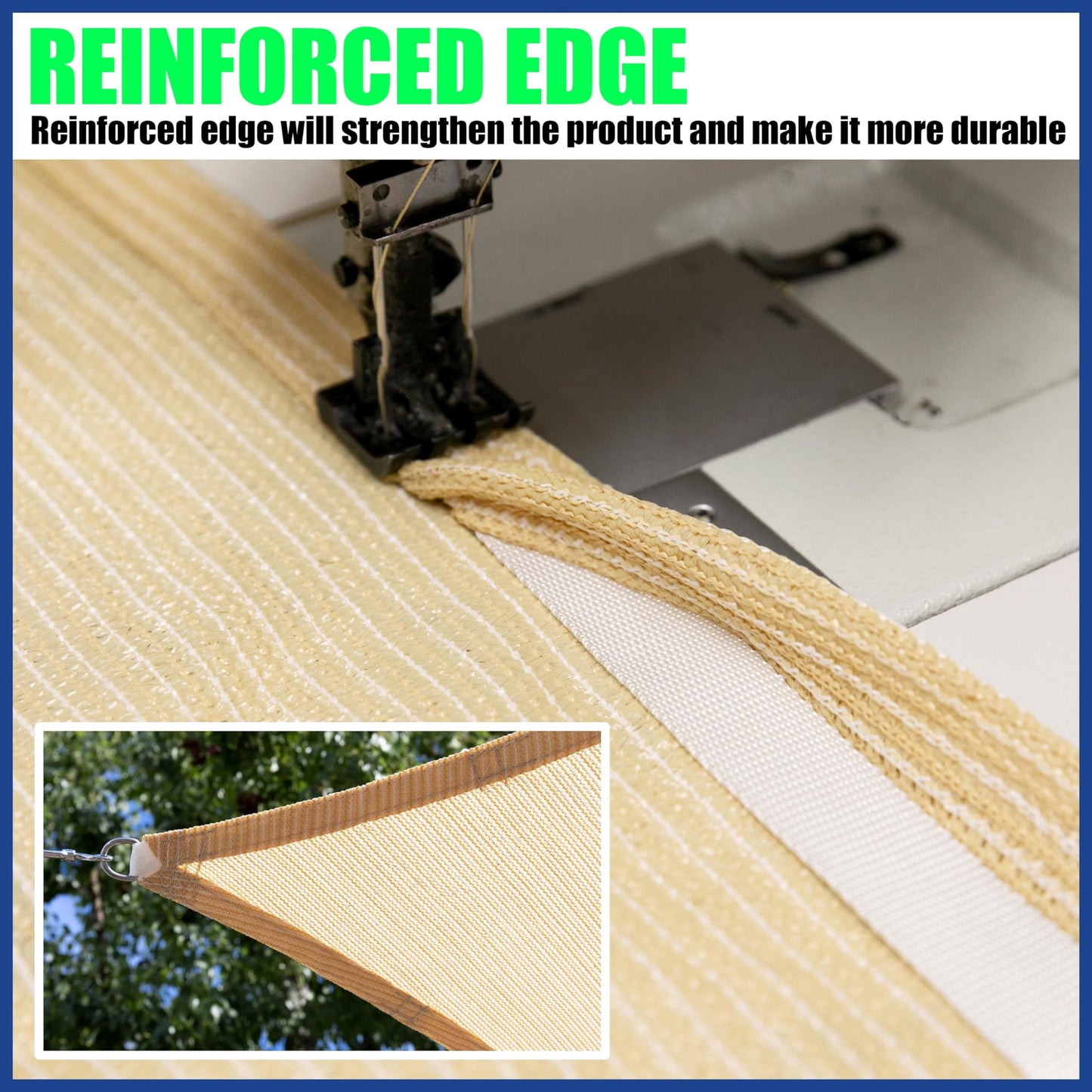 ShadeMart 12' x 18' Beige Sun Shade Sail UPF50 Rectangle Canopy Fabric Cloth Screen smTAPR1218, Water and Air Permeable & UV Resistant, Heavy Duty, Carport Patio Outdoor - (We Customize Size)