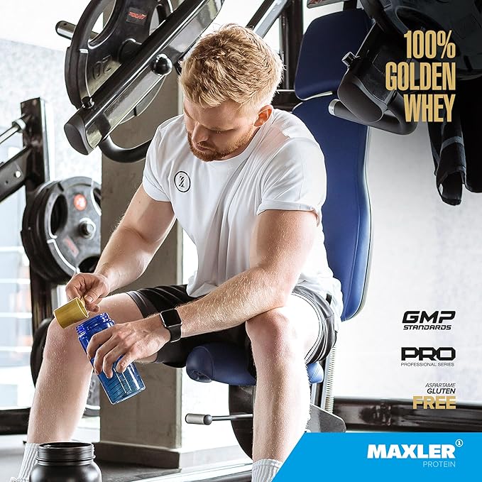 Maxler 100% Golden Whey Protein - 24g of Protein per Serving - Premium Whey Protein Powder for Pre Post Workout - Fast-Absorbing Whey Concentrate, Isolate & Hydrolysate Blend - Blueberry Muffin 5 lb