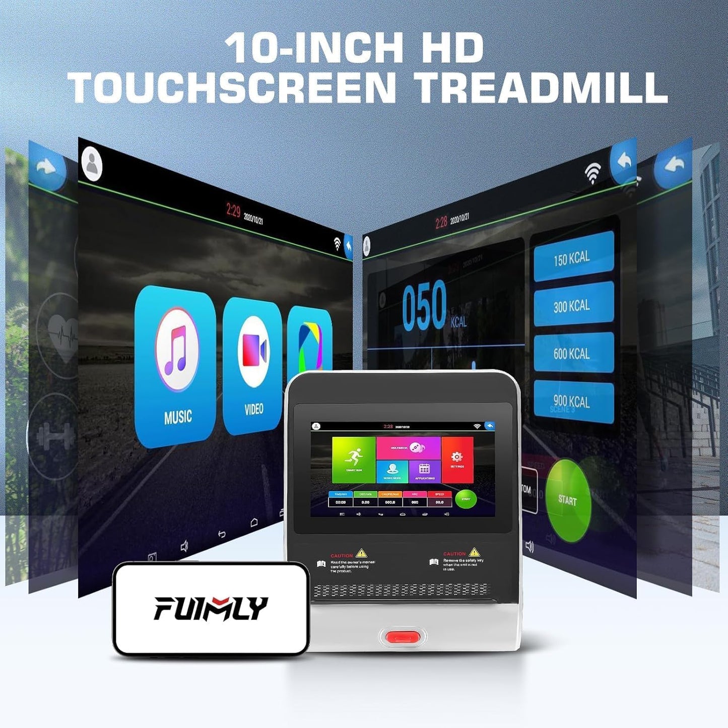 FUNMILY Foldable Treadmills with Incline - Heavy Duty Treadmills with 10" HD WiFi Touchscreen, Smart Walking pad with HiFi Speakers, Running Machine Popular Apps & Interactive Entertainment