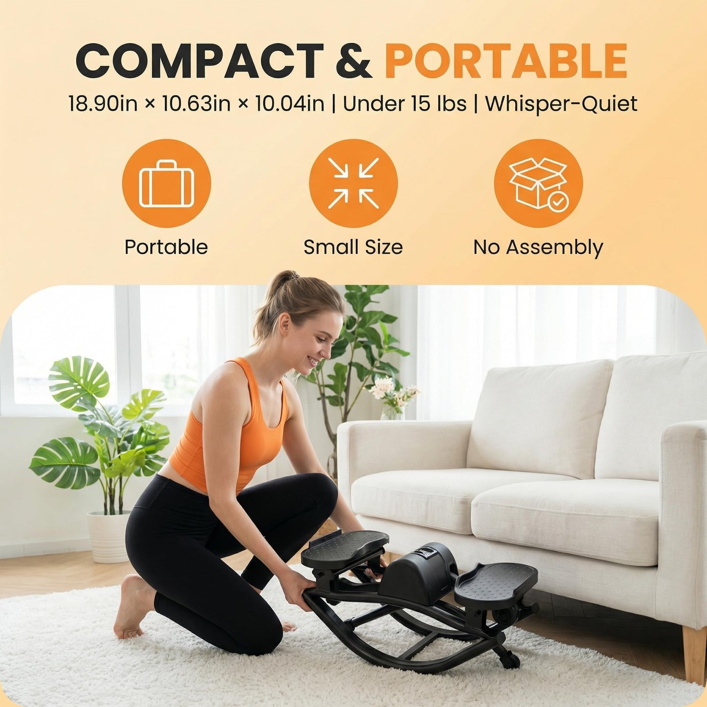 LAMOR Rock Stepper, Side to Side Lateral Rocking Fitness Stepper for Home & Office Workout, Compact Mini Step Machine with Resistance Bands & Anti-Slip Mat, 250 LBS Capacity (Black)