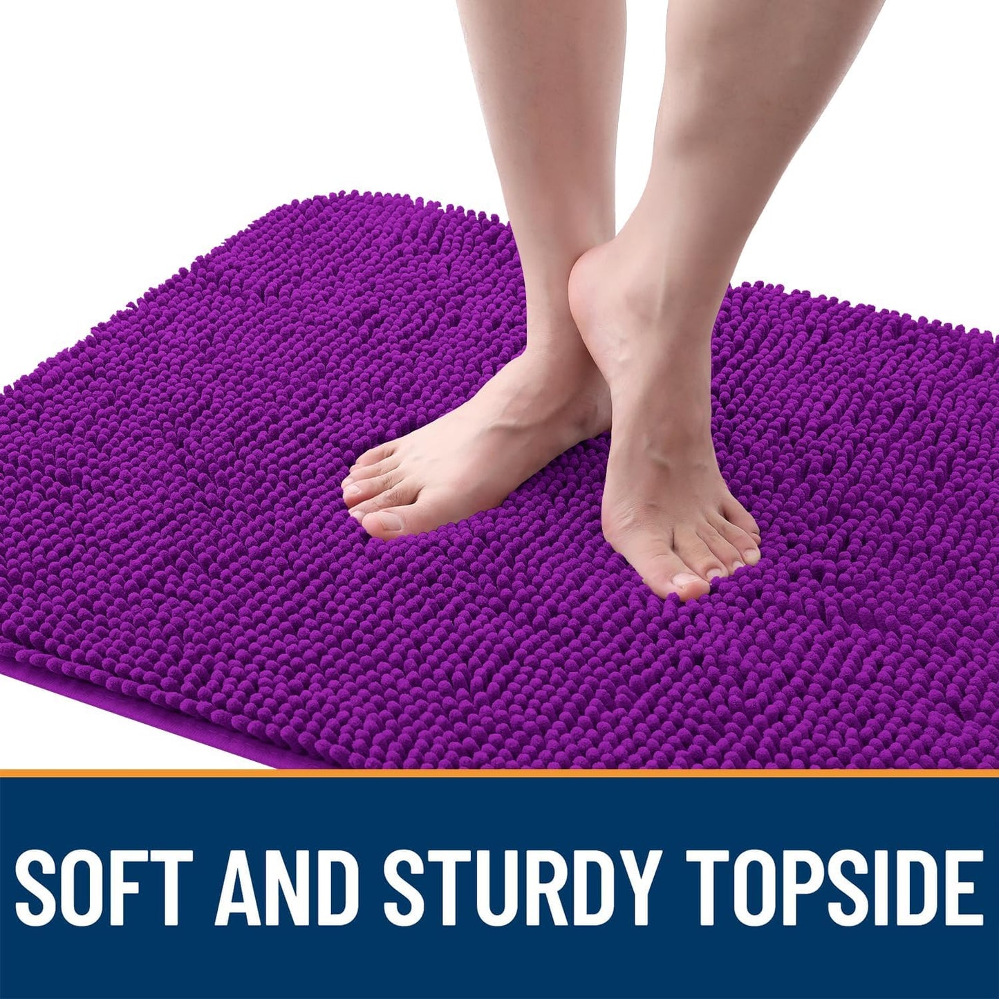 OLANLY Dog Door Mat - Absorbent Non-Slip Mud Mat for Indoor Use | 59x24 Inches, Quick Dry Chenille, Purple