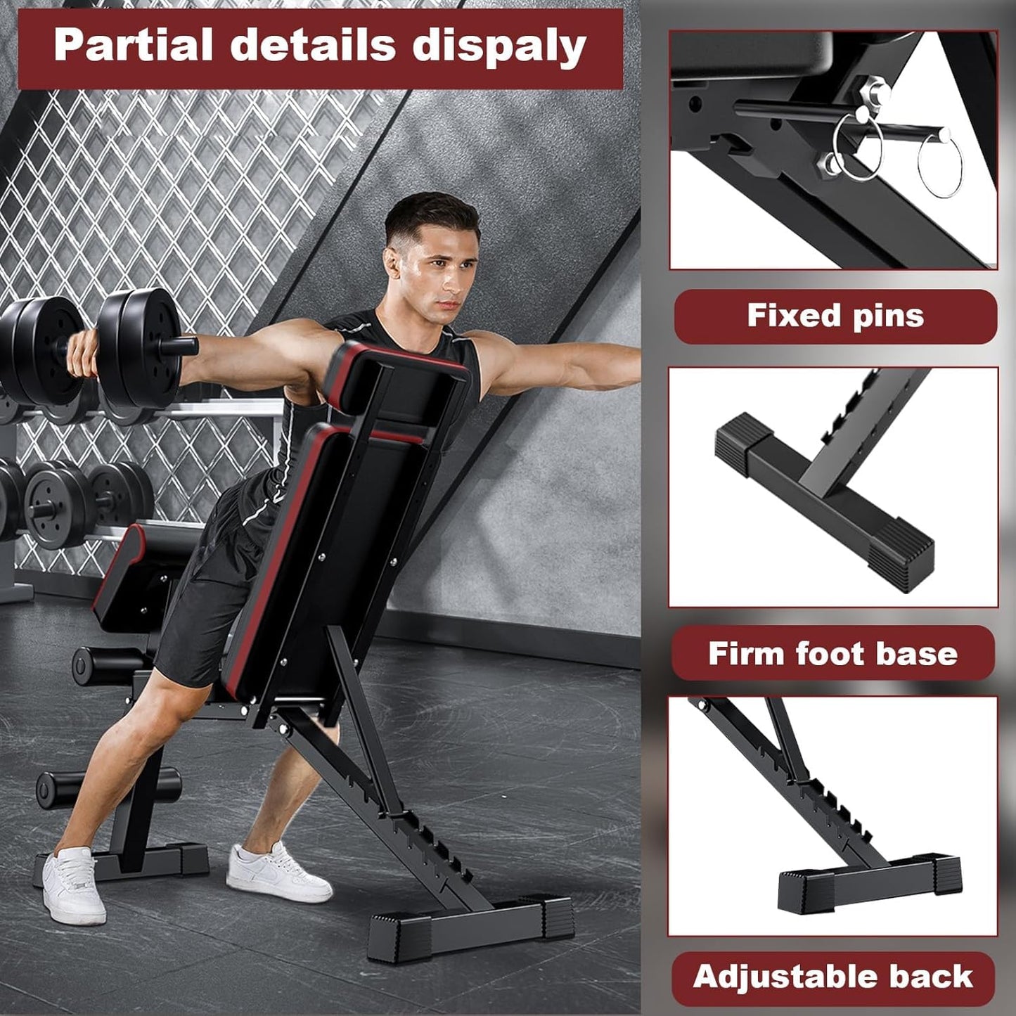 2026 Adjustable Weight Bench with Leg Extension, 770LBS Foldable Incline Decline Bench Press, 4-in-1 Workout Bench with Roman Chair & Preacher Curl, Full Body Strength Training Equipment for Home Gym