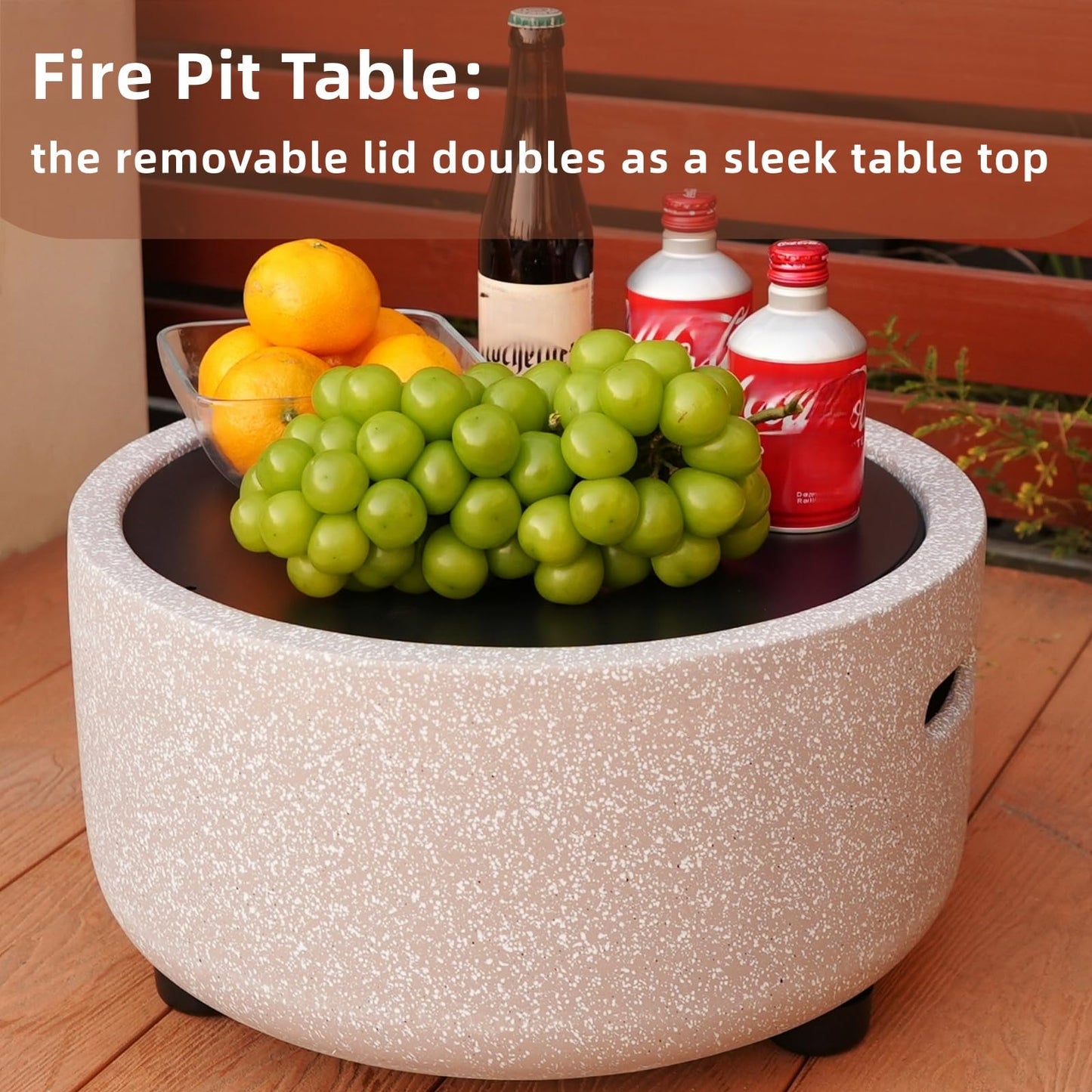 Fire Pits for Outside Wood Burning with Metal Lid & Grill,Outdoor Round Firepit with Fire Poker,Spark Screen,3-in-1 Fire Pit for BBQ,Table and Bonfire (Grey 3)