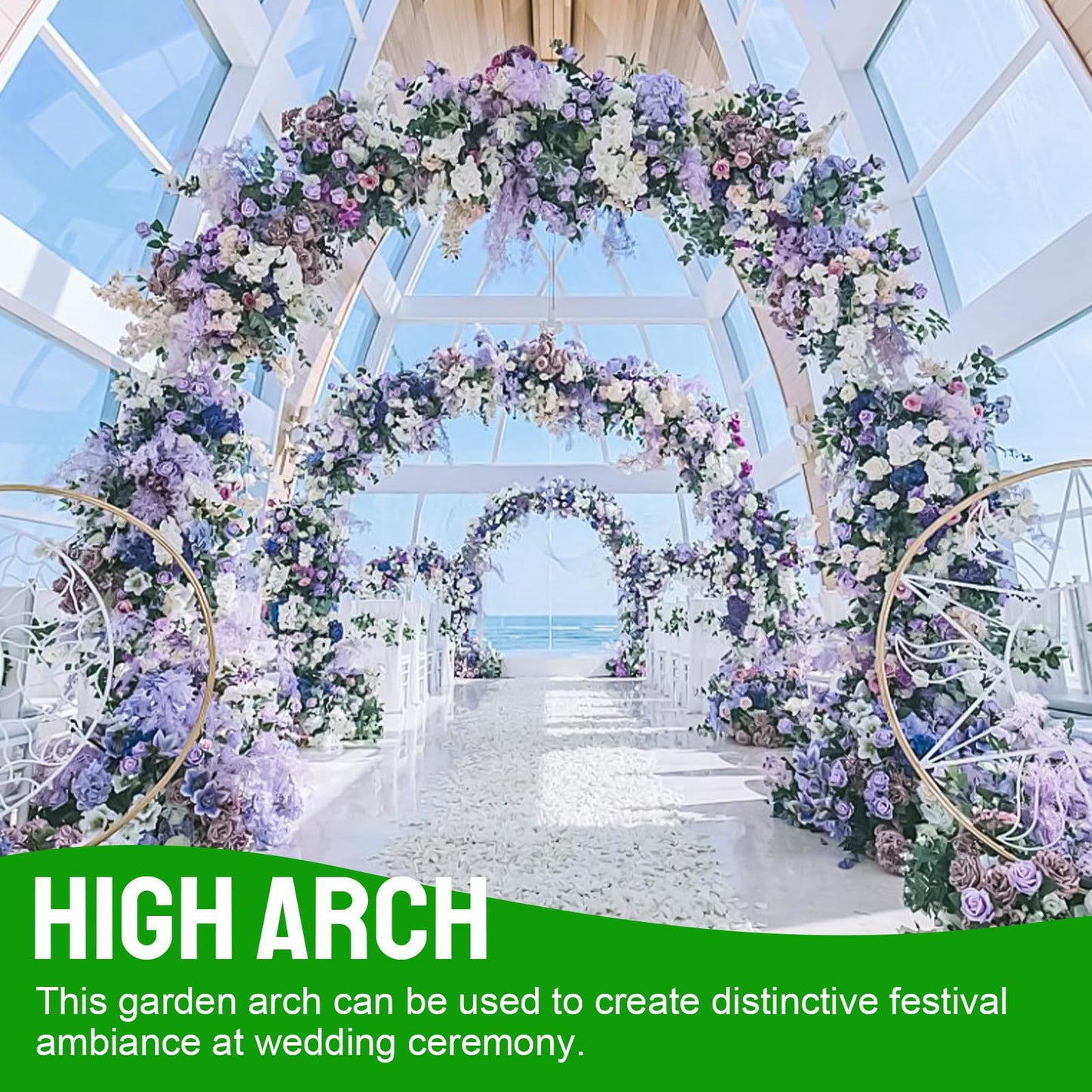 Metal Wide Garden Arch Trellis for Climbing Plants Roses Vines,47" W x 86" H Wide Garden Archway Arbor Trellis for Lawn Wedding and Bridal Party Decoration