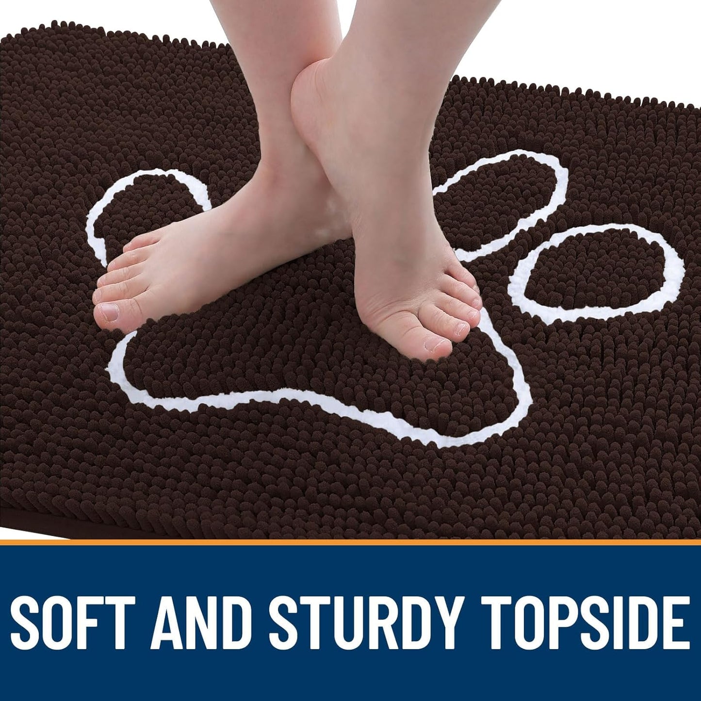 OLANLY Dog Door Mat - Absorbent Non-Slip Mud Mat for Muddy Paws | 70x32 Paw Print Design, Quick Dry Brown