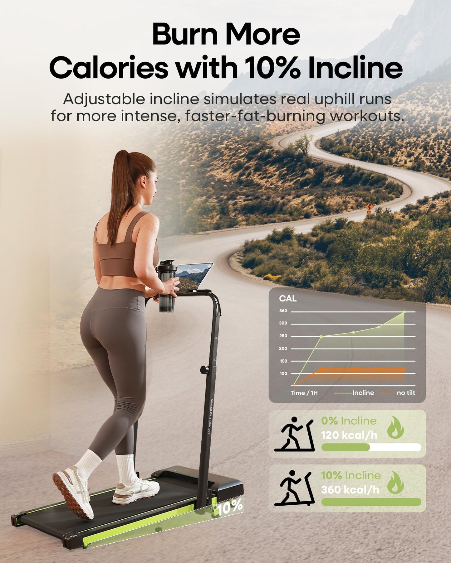Walking Pad Treadmill with Incline and Handle Bar,3.0HP Under Desk Walking Pad with Adjustable Handlebar Compact Treadmills with Magnetic Remote Control for Home Office,300LBS Capacity