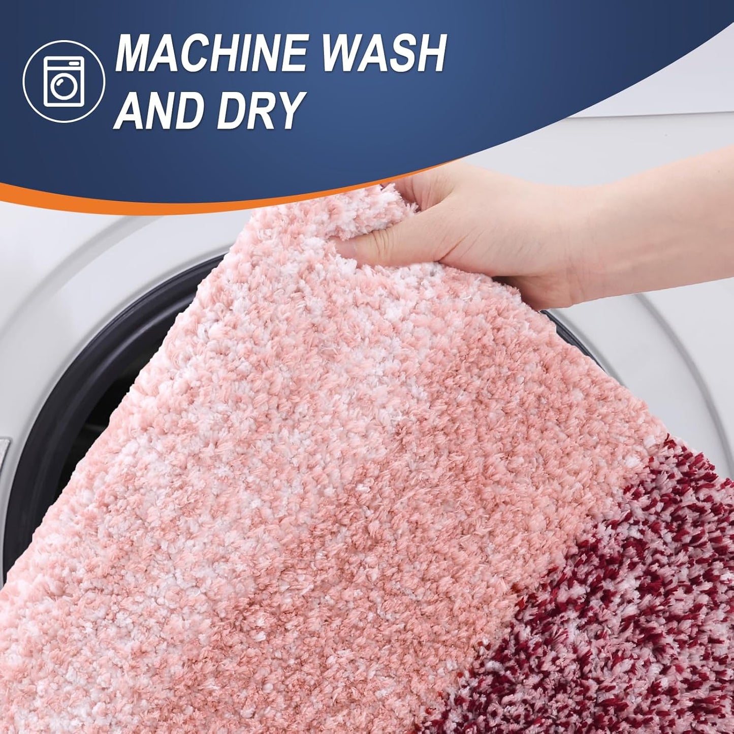 OLANLY Large Bath Rugs - Extra Soft Microfiber Mat 54x24 | Quick Dry & Machine Washable - Red