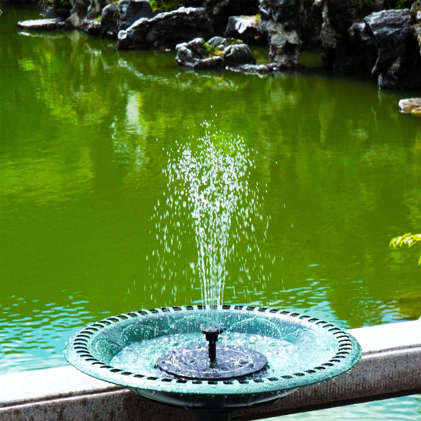 SHANCHAHUA Solar Fountain, 1.5W Solar Bird Bath Fountains Pump Floating Solar Powered Water Fountain with 6 Nozzles and Fixer, Solar Fountain for Bird Bath, Outdoors, Garden, Pond, Pool