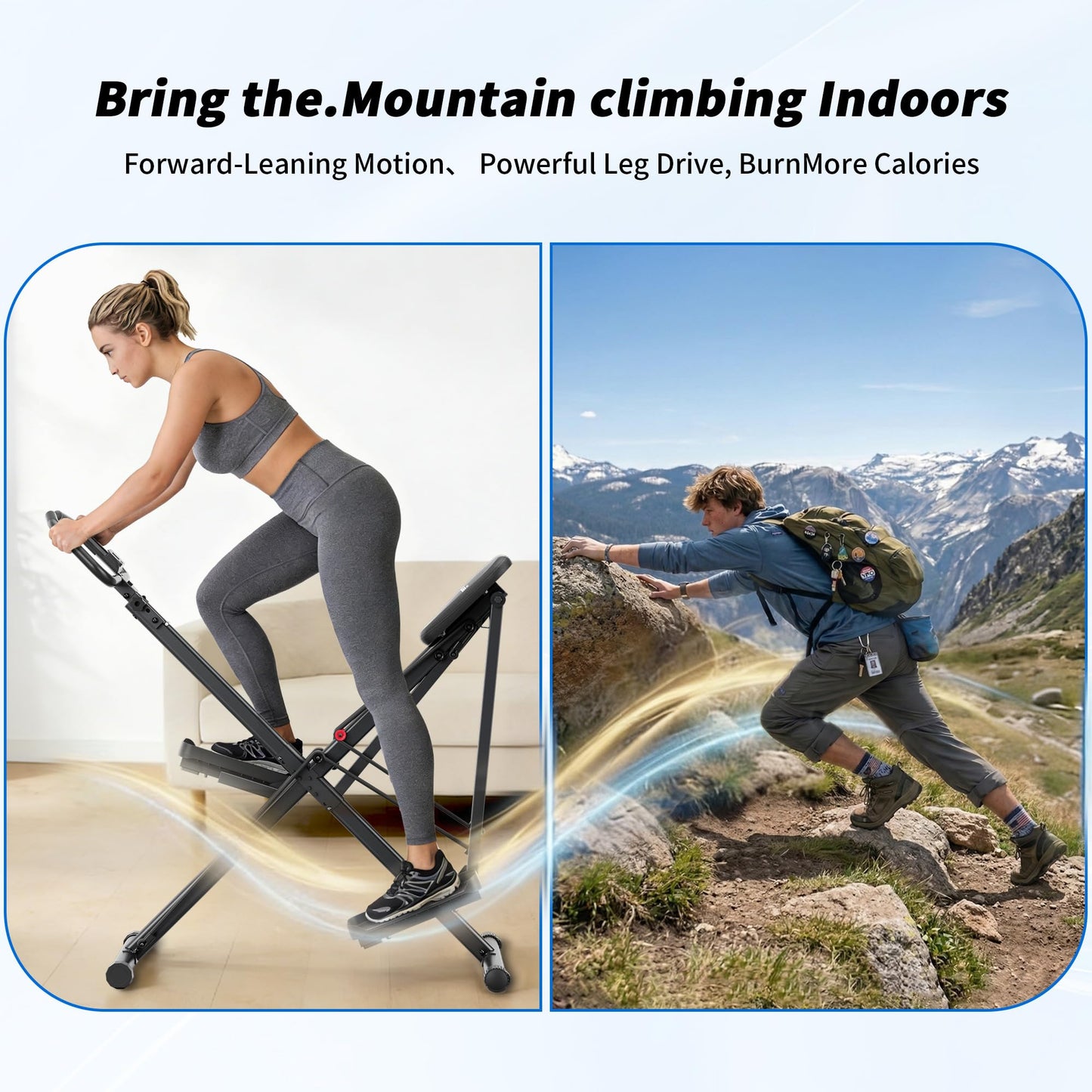 seanleecore 2-in-1 Stair Stepper & Space Walker for Home Gym Exercise, Foldable, Quiet Low-Impact Workout Equipment with High-Strength Resistance