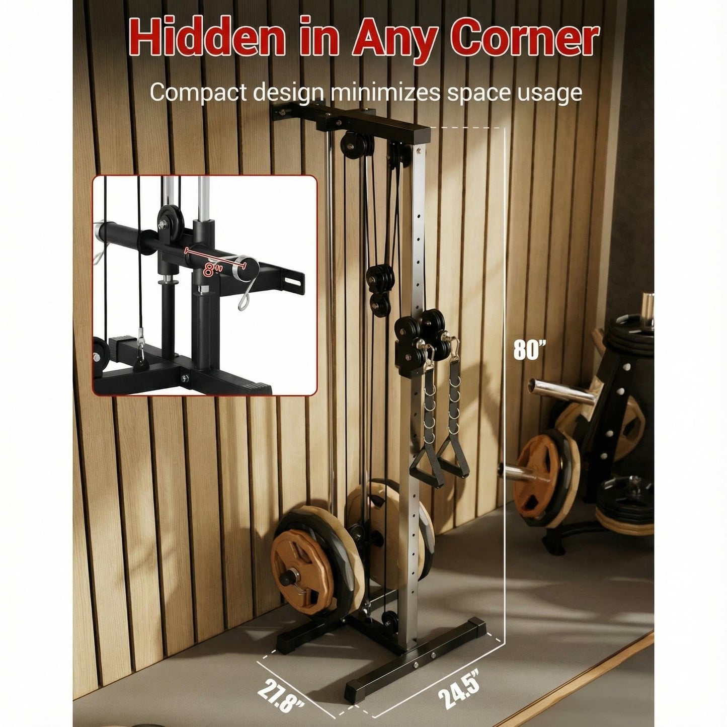 Wall Mount Cable Station – Dual Pulley Cable Crossover Machine with 18 Adjustable Positions, 400LBS Capacity Functional Trainer for Home Gym Strength Training