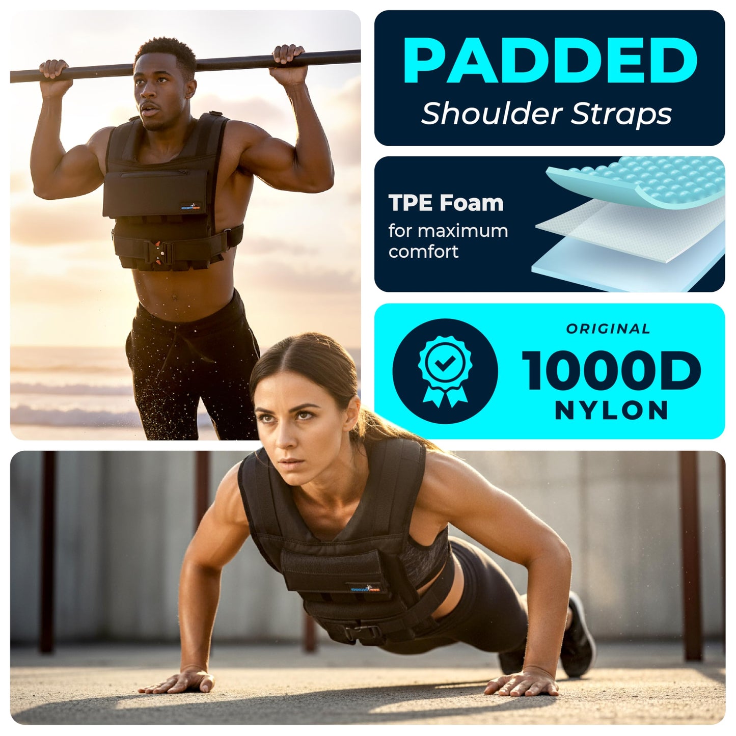 Weighted Vest Adjustable for Men & Women – Strength Training Weight Vests for Walking, Running, Fitness & Cross Training, Adjustable Weighted Vest for Men's Workouts, Rucking, 35LB, Black