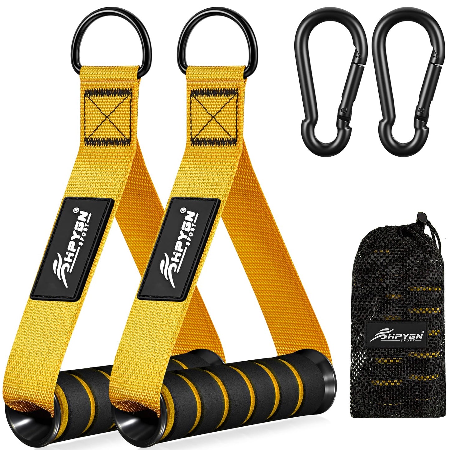 HPYGN Exercise Handles, D Handle Cable Attachment, Grip Attachments for Cable Machine Pulleys, Resistance Bands and Strength Trainers, Pull Down Exercise Accessories, Home Gym Exercise Machine Attachments