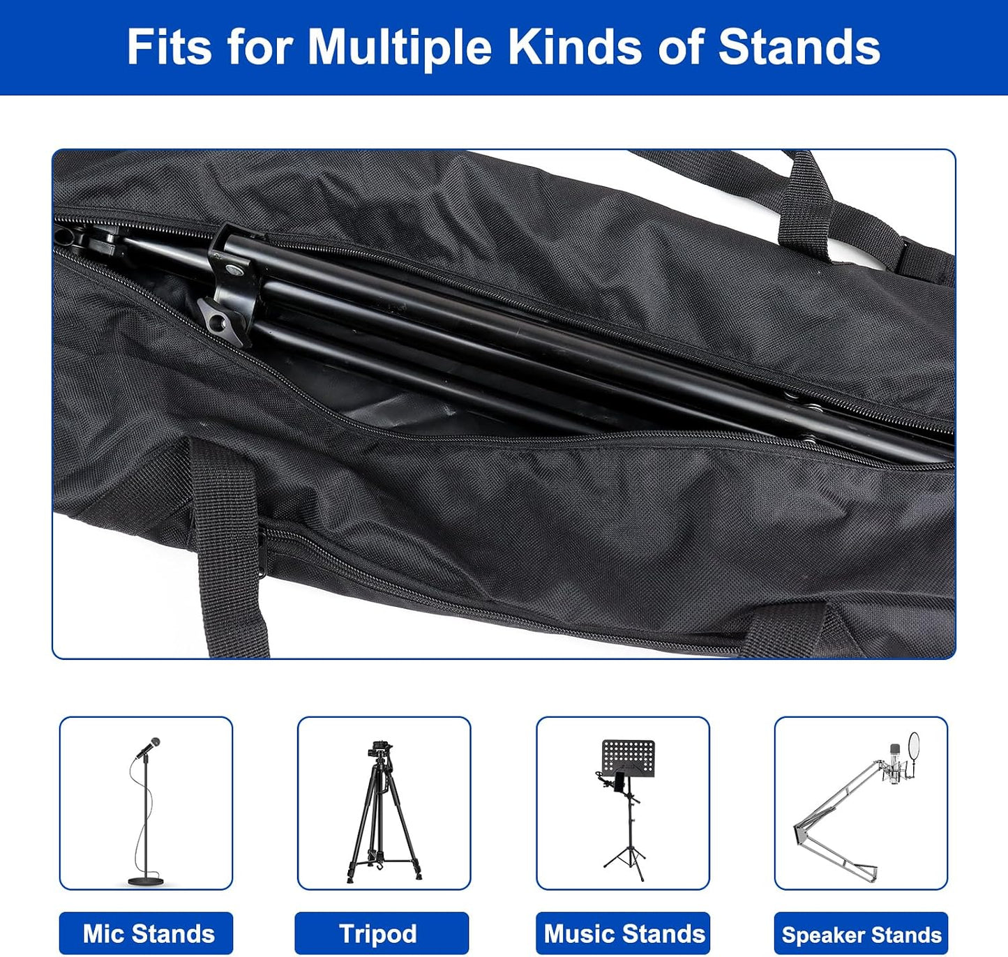 47 Inch 600D Tripod Carrying Case - Oxford Tripod Bag with Shoulder Straps and Dual Handles Full Zippers for Lights