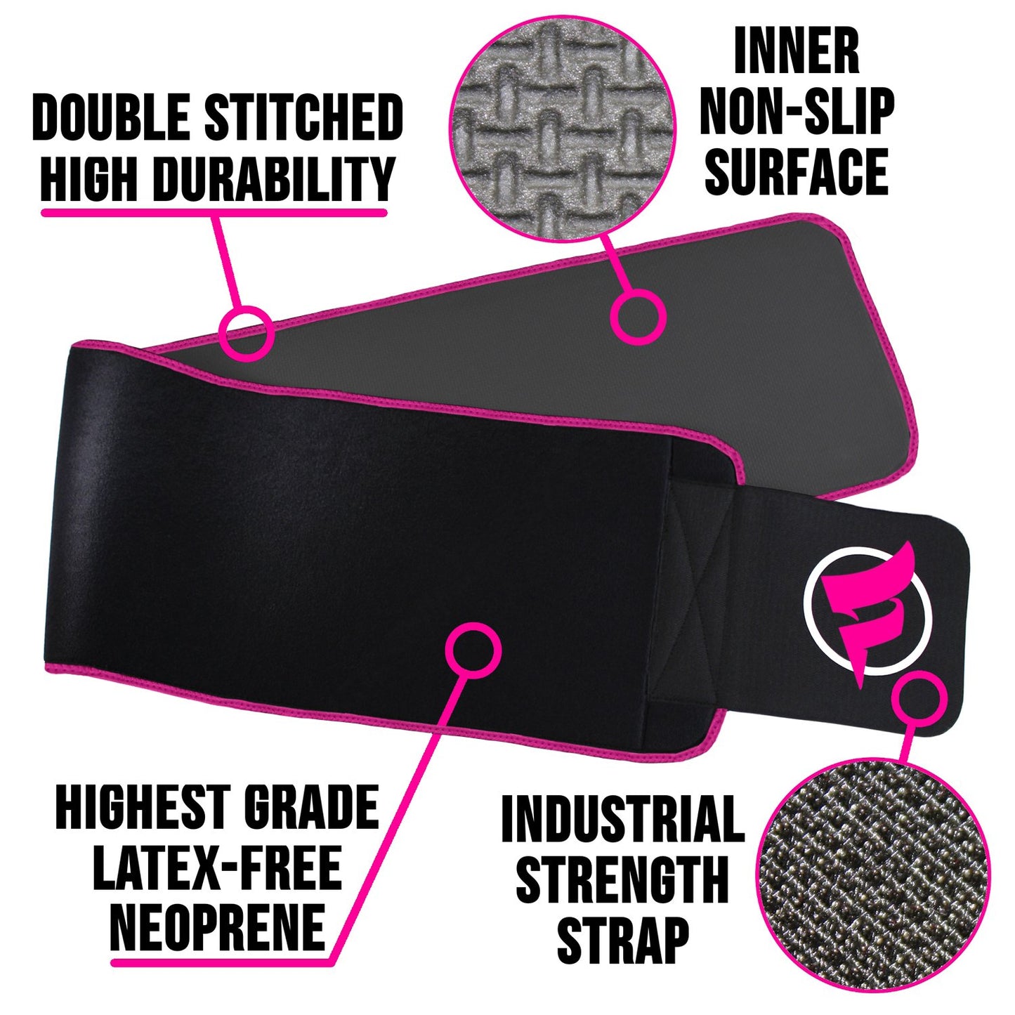Fitru Waist Trimmer Sauna Ab Belt for Women & Men - Waist Trainer Stomach Wrap Pink