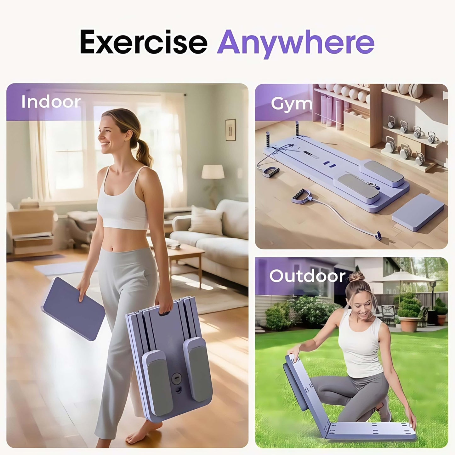 CroyVine Pilates Board-Pilates Reformer Board,Multi-Purpose Portable Pilates Reformer Machine Home Pilates Kit for Home Workout,Fitness, Exercise,Abs,Core Equipment