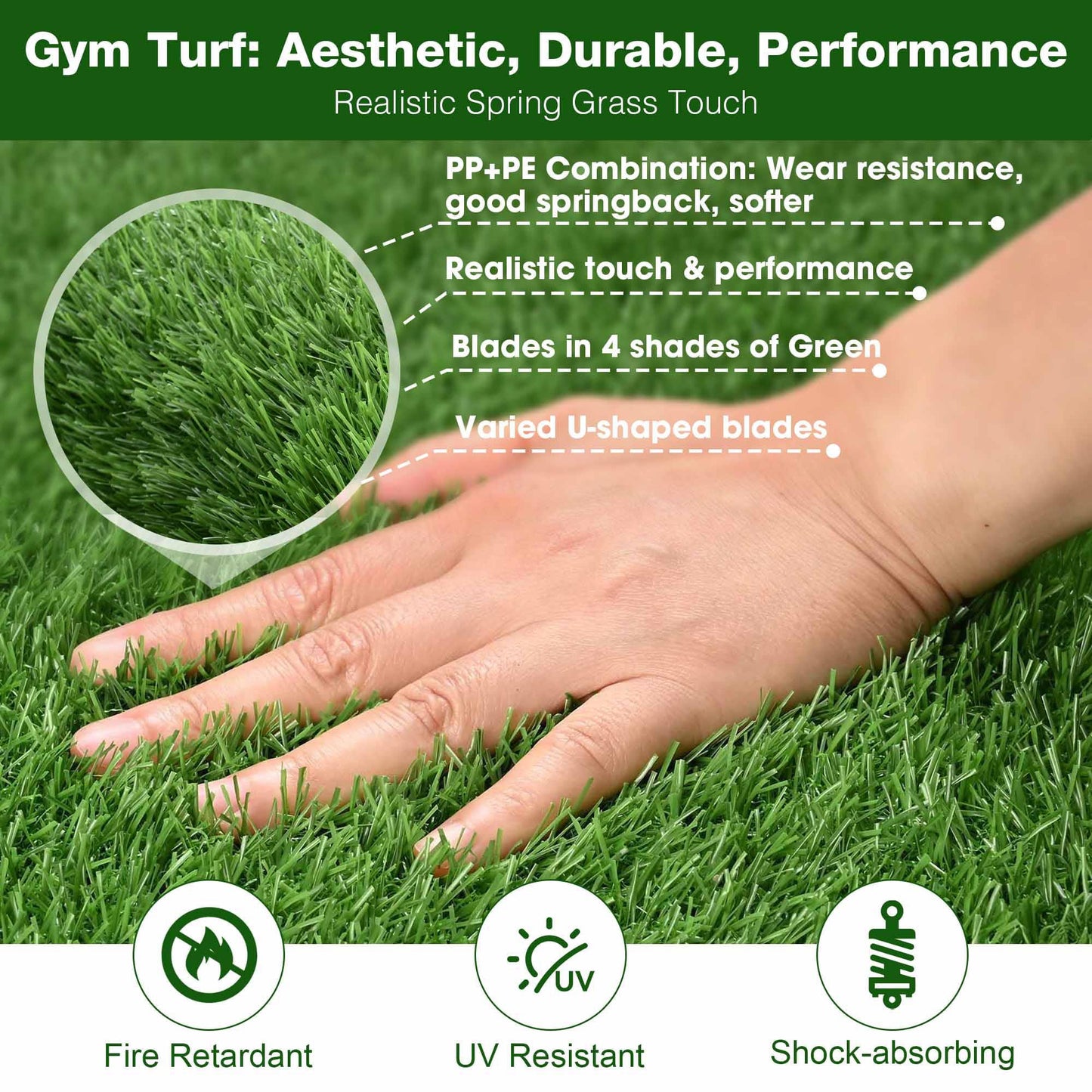 Yescom 200 Sq.Ft Gym Turf for Sled 0.8" H Artificial Grass Rug Exercise Mat Outdoor Indoor Weight Sled Push Pull Sport Training Flooring, 50'x4'