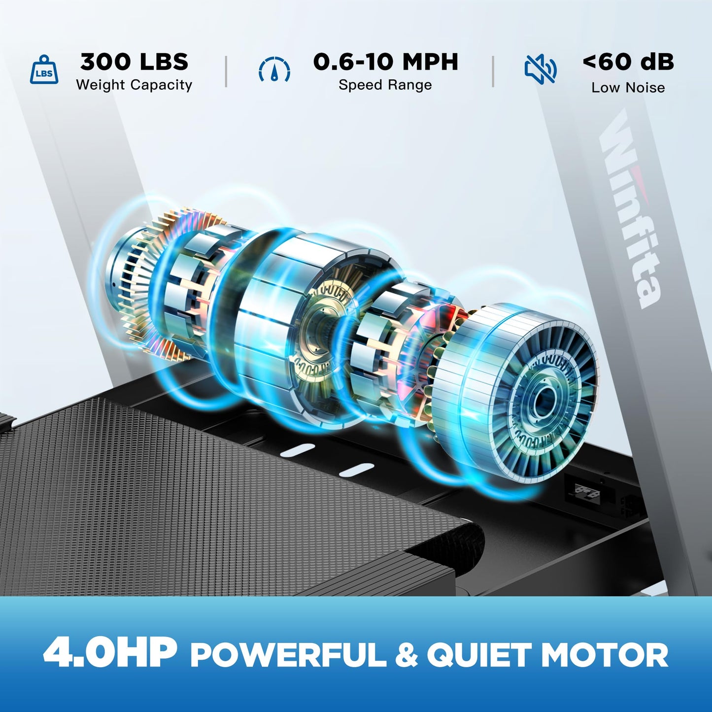 Winfita 4.0HP Treadmill for Home, Folding Treadmill with 15% Auto Incline, 300 LBS Capacity, 10 MPH Max Speed, 18'' x 50'' Wide Belt,App, 64 Preset Programs, Pulse Monitor, BMI Detector