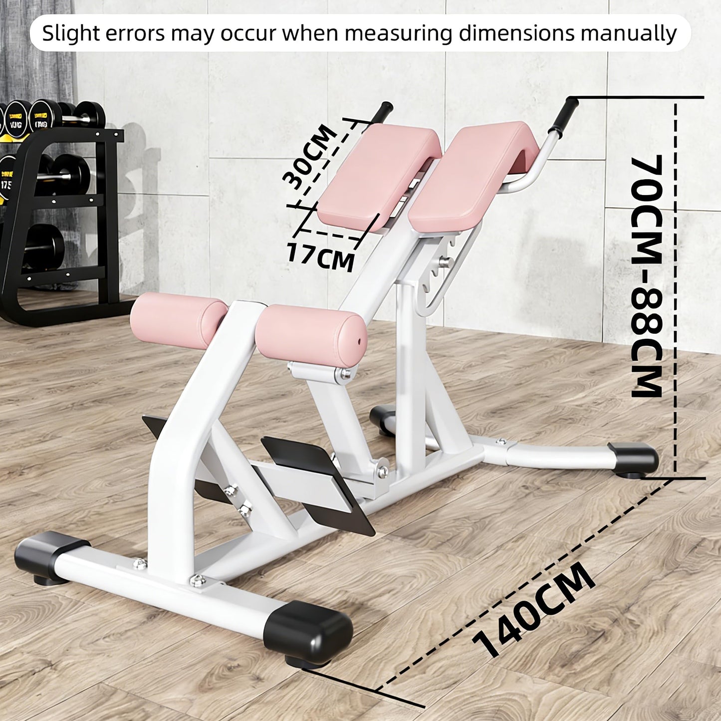 Roman Chair, Hyperextension Bench for Waist, Gym Back Extension Machine Heavy-Duty 300 kg (660 lbs) Weight Capacity, Adjustable(PINK)