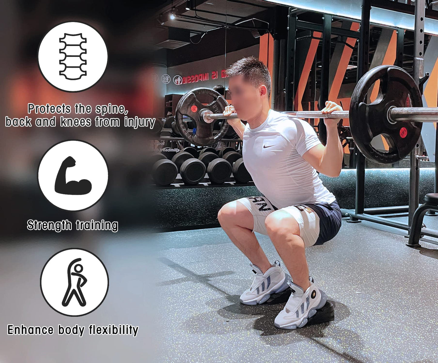 UNMERA Squat Wedge Block 6PCS Adjustable Non-slip Rubber Squat Ramp,squat Wedge For Heel Elevated Squat,Weight Lifting,Calf Stretcher, Deadlift Squat Improve Mobility Balance And Strength Performance