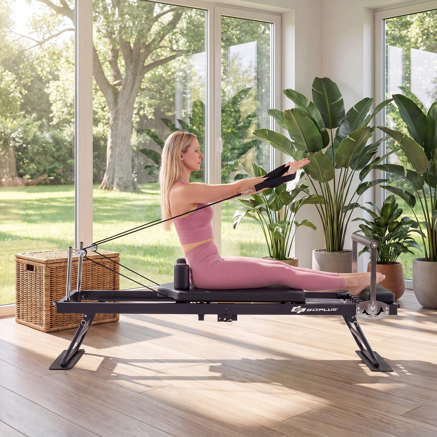 Goplus Foldable Pilates Reformer Machine for Home Gym, 84" Large Pilates Equipment w/ Jump Board, Dual Resistance System, Professional Pilates Machine for All Levels, 660 lbs Load Capacity