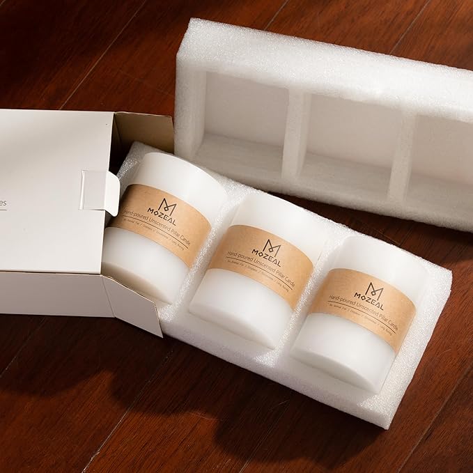 MOZEAL 3" x 4" Hand-Poured Unscented Candle,Dripless Pillar Candle Set of 3,Long Clean Burning,Approx 72 Hours Burn Time,Rustic Country Style,Wedding,Dinner,Christmas and Home Decor,Dark Red