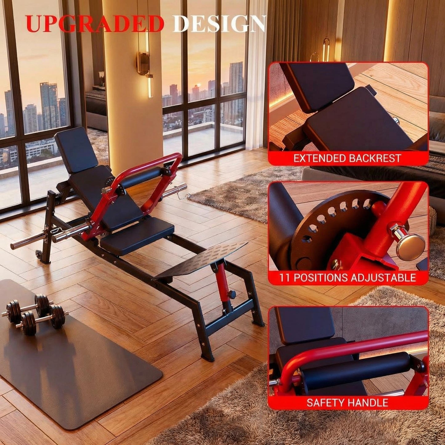 PeacefulHues Heavy Duty Hip Thrust Machine for Home Gym – 900LBS Capacity, Plate-Loaded Glute Bridge Trainer – Adjustable Footboard, Non-Slip Padding, Weight Holder – Butt Exercise & Strength Training