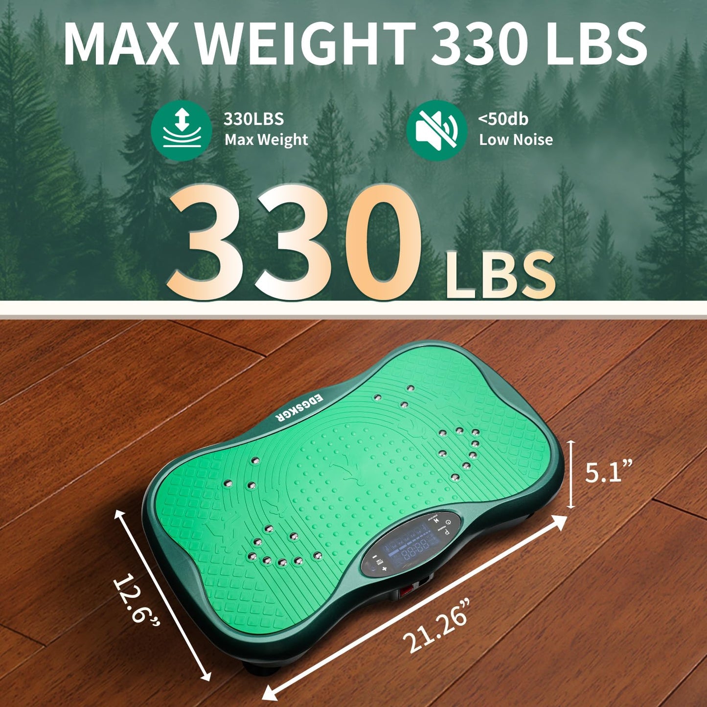 EDGSKGR Vibration Plate Exercise Machine for Whole Body Workout, Professional Vibrating Plate with 330lbs Capacity, 5 Preset Programs & Bluetooth for Home Office Lymphatic Drainage & Weight Loss