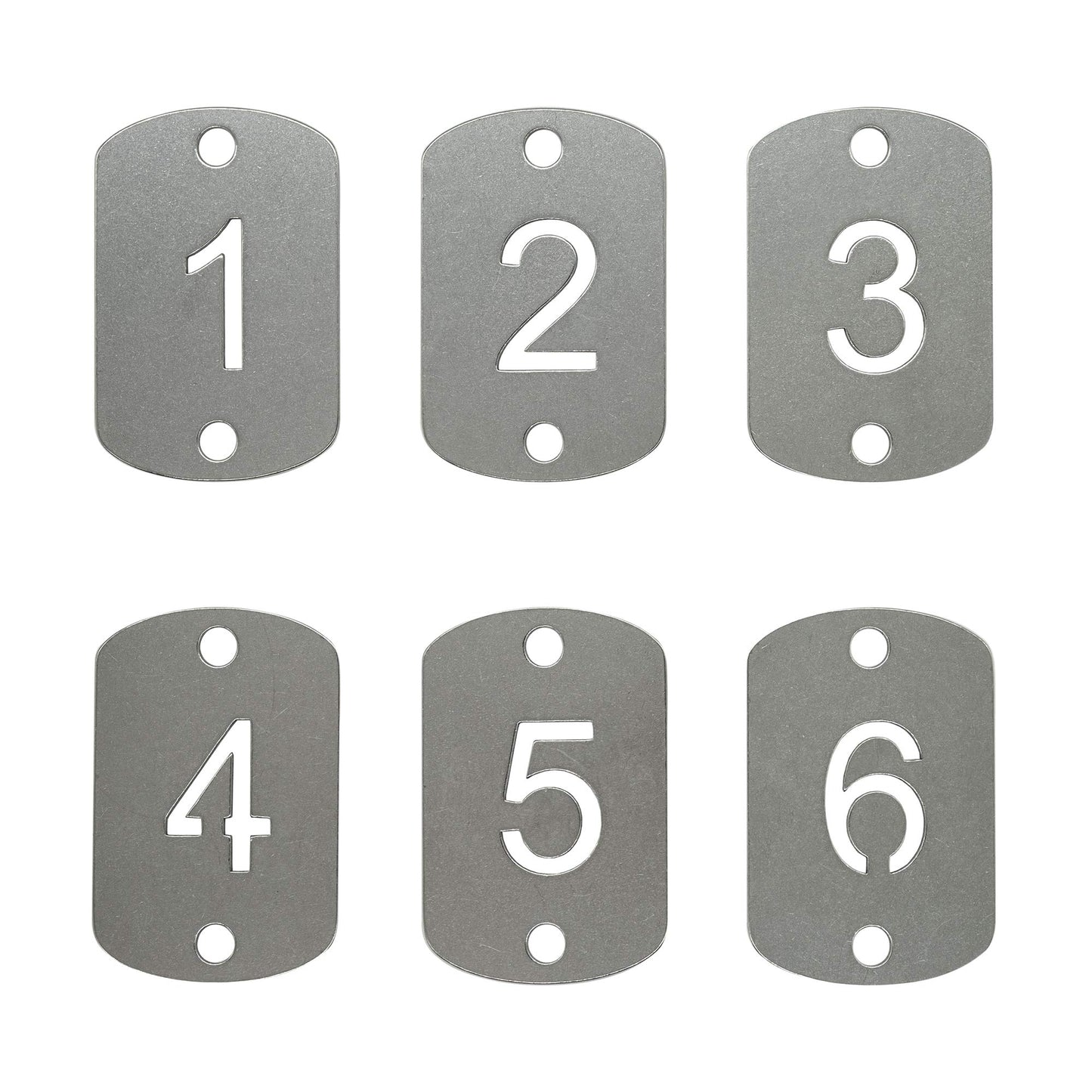 StayMax Rectangular Hollowed Stainless Steel Number Tags Key Tags with Two Holes (1-25)